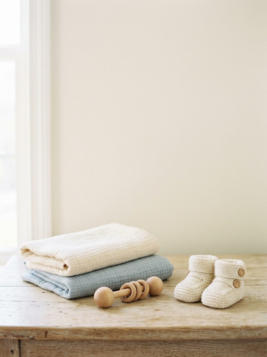 Soft blue nursery textiles