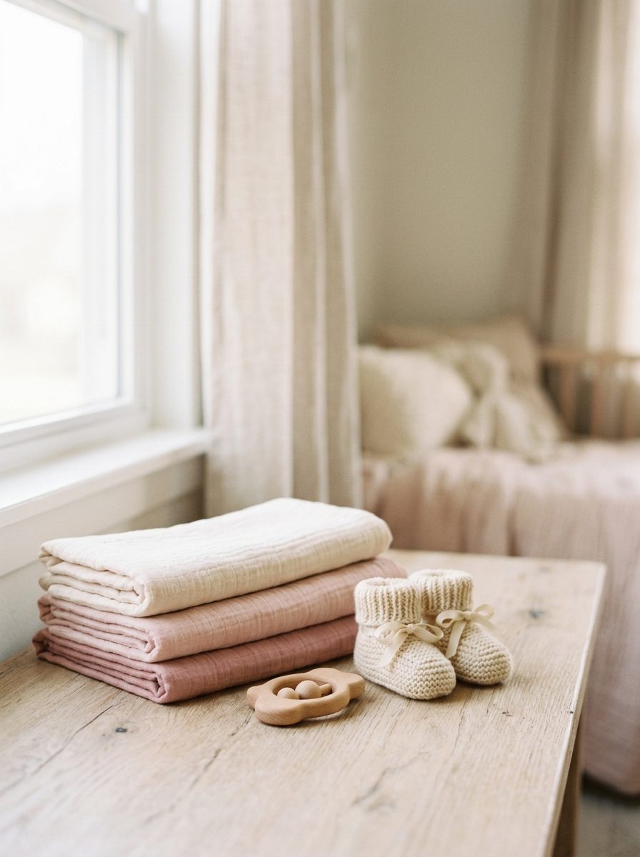 Blush pink nursery textiles